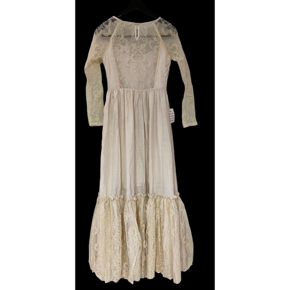 NWT Mia Joy Guliana Maxi Wedding Dress Floral Sheer Lace Fairy Cottage Praire S - Picture 7 of 14